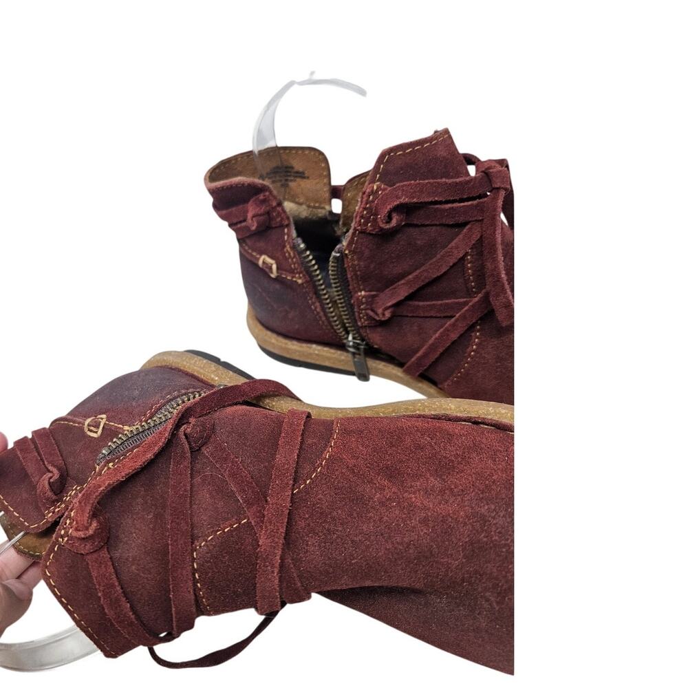 Born Tarkiln 6.5 Burgundy Leather Ankle Boot Gorpcore Boho Casual Comfort - Picture 2 of 6